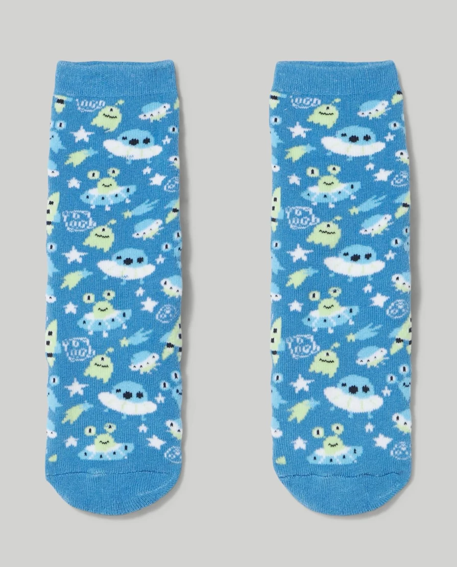 Blukids Non-Slip Gripper Socks for Kids - Anti-Skid Patterned Children's Socks