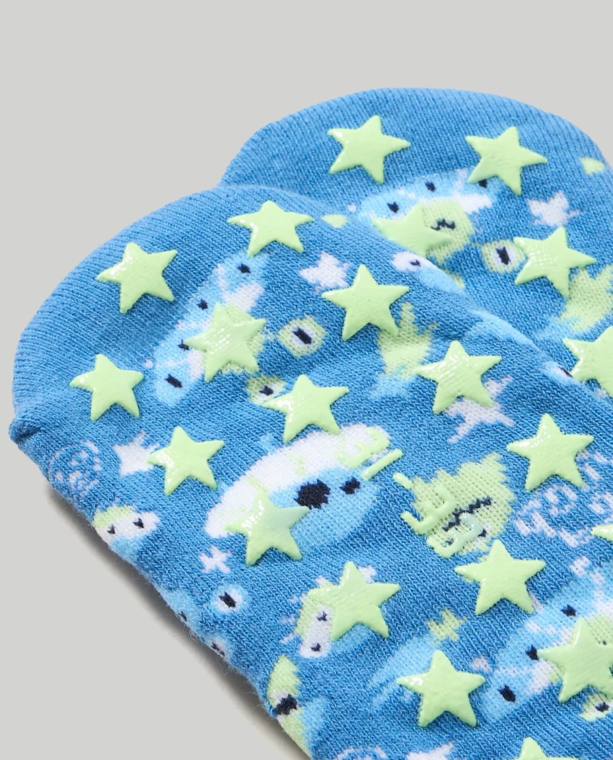 Blukids Non-Slip Gripper Socks for Kids - Anti-Skid Patterned Children's Socks
