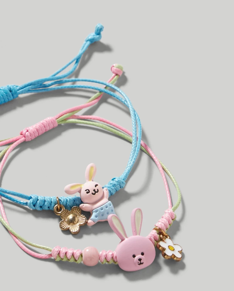 Blukids 2-Pack Bunny Charm Bracelets for Kids - Adorable Children’s Jewelry Set