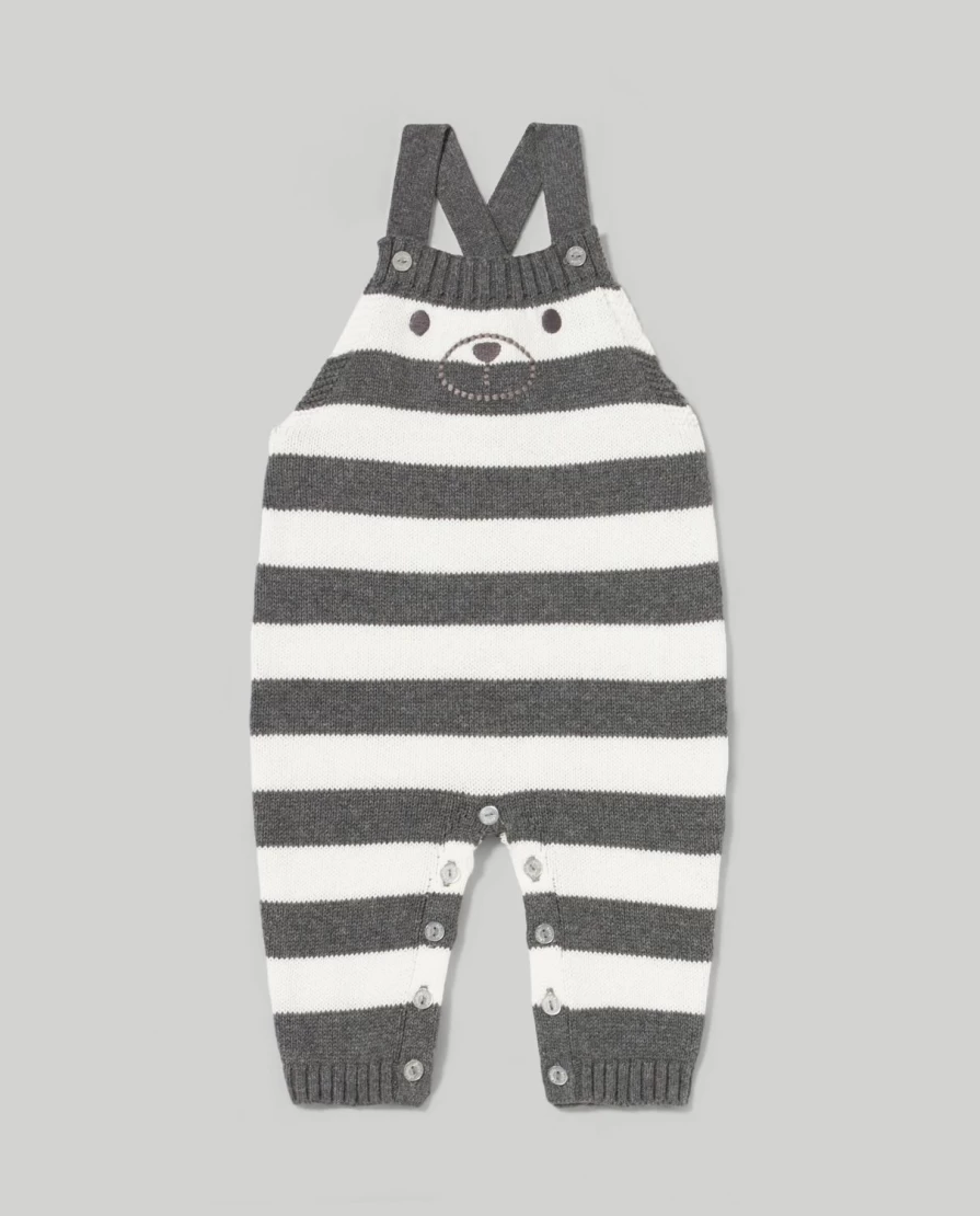Blukids Newborn Cotton Striped Overalls - Soft Tricot Fabric Unisex Baby Jumpsuit