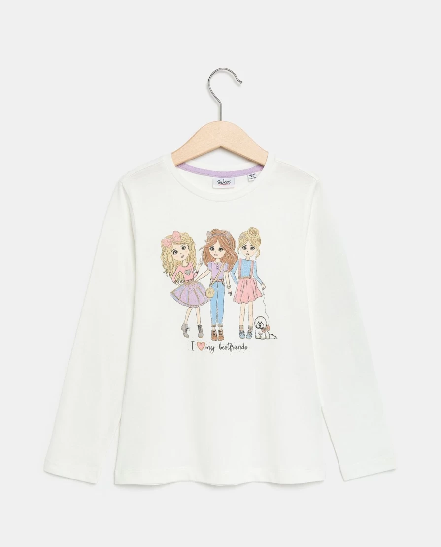 "Blukids Girls' Pure Cotton Printed T-Shirt for Children"