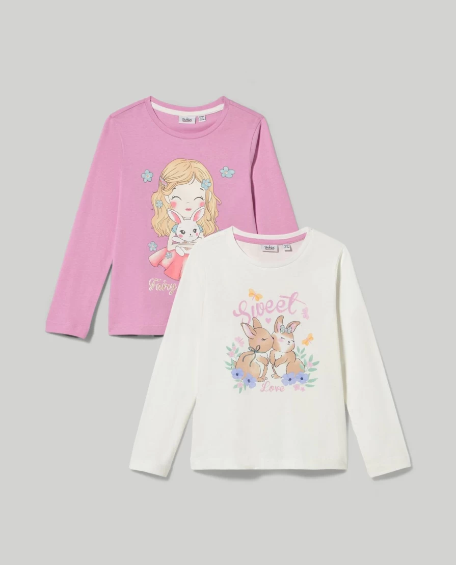 Blukids Girls' 2-Pack 100% Pure Cotton T-Shirts for Children