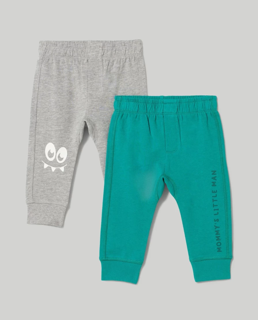 "Blukids Newborn Cotton Fleece Joggers - Pack of 2"