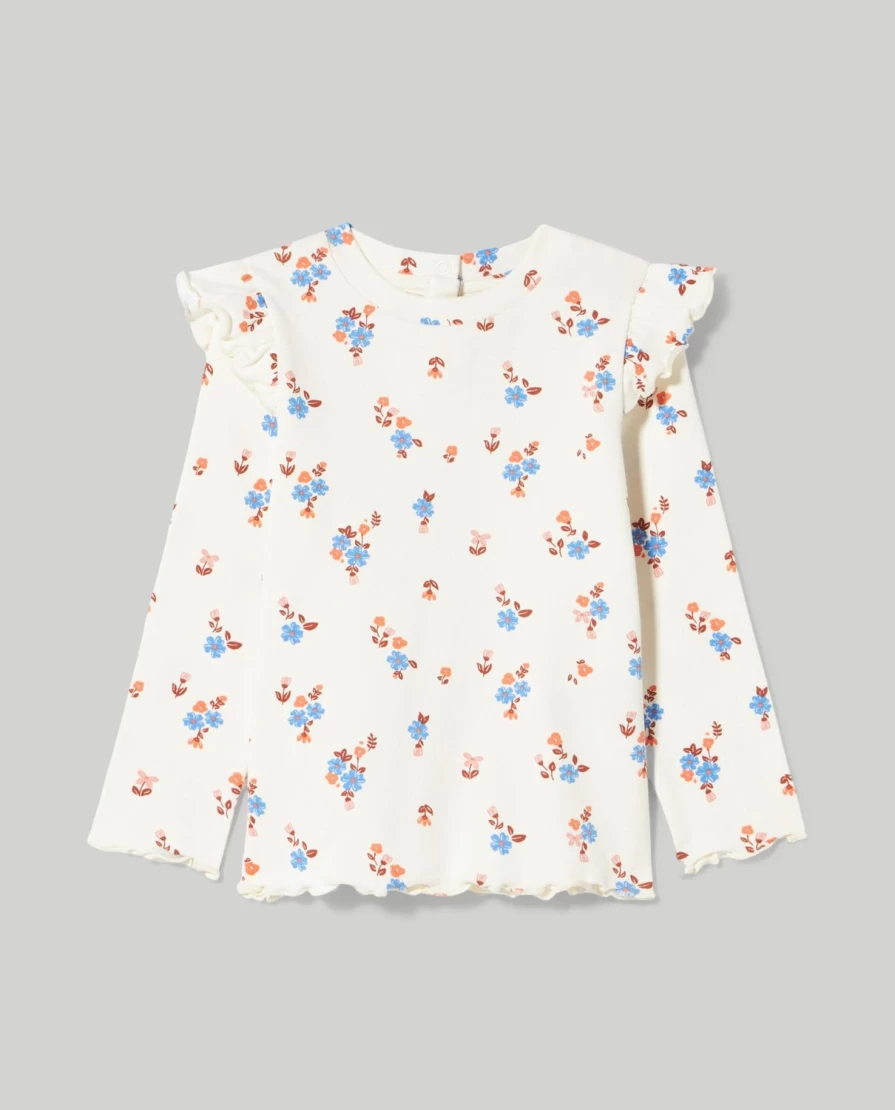 Blukids Newborn Long Sleeve Ruffle Detail Baby Girls T-Shirt