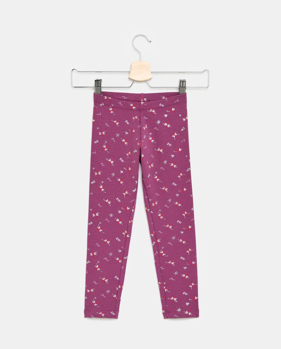 Blukids Girls' Stretch Cotton Glitter Print Leggings for Children
