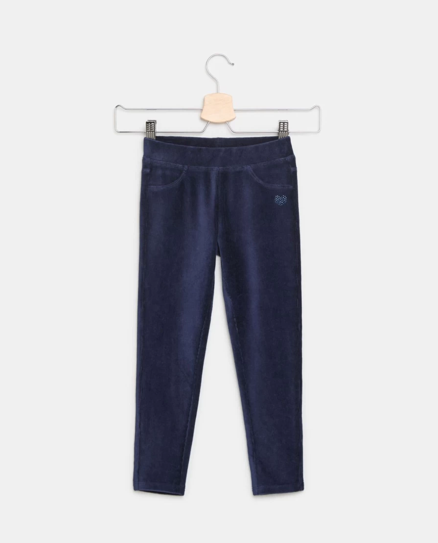 Blukids Girls' Ribbed Velvet Trousers for Children - Soft Stretch Comfort Pants