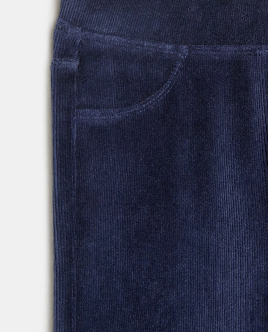 Blukids Girls' Ribbed Velvet Trousers for Children - Soft Stretch Comfort Pants