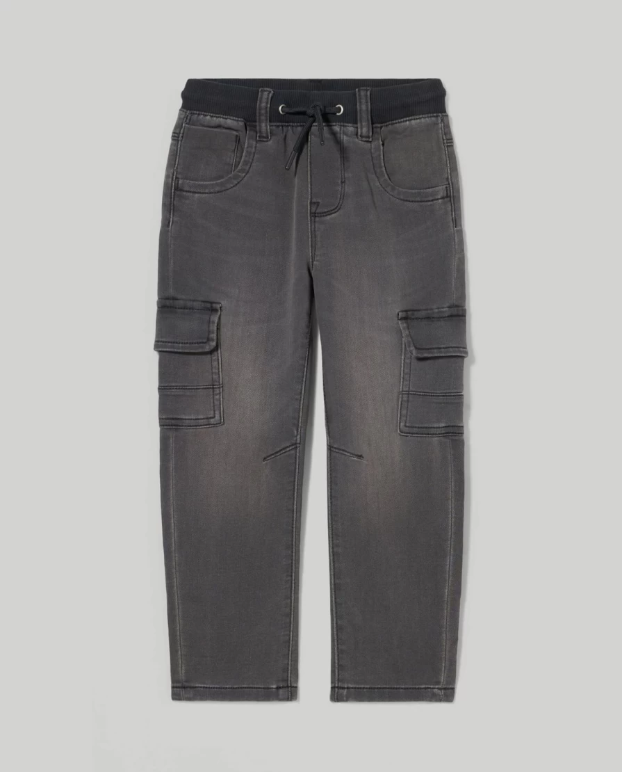Blukids Boys' Denim Fleece Joggers with Side Pockets - Comfortable Children's Casual Pants