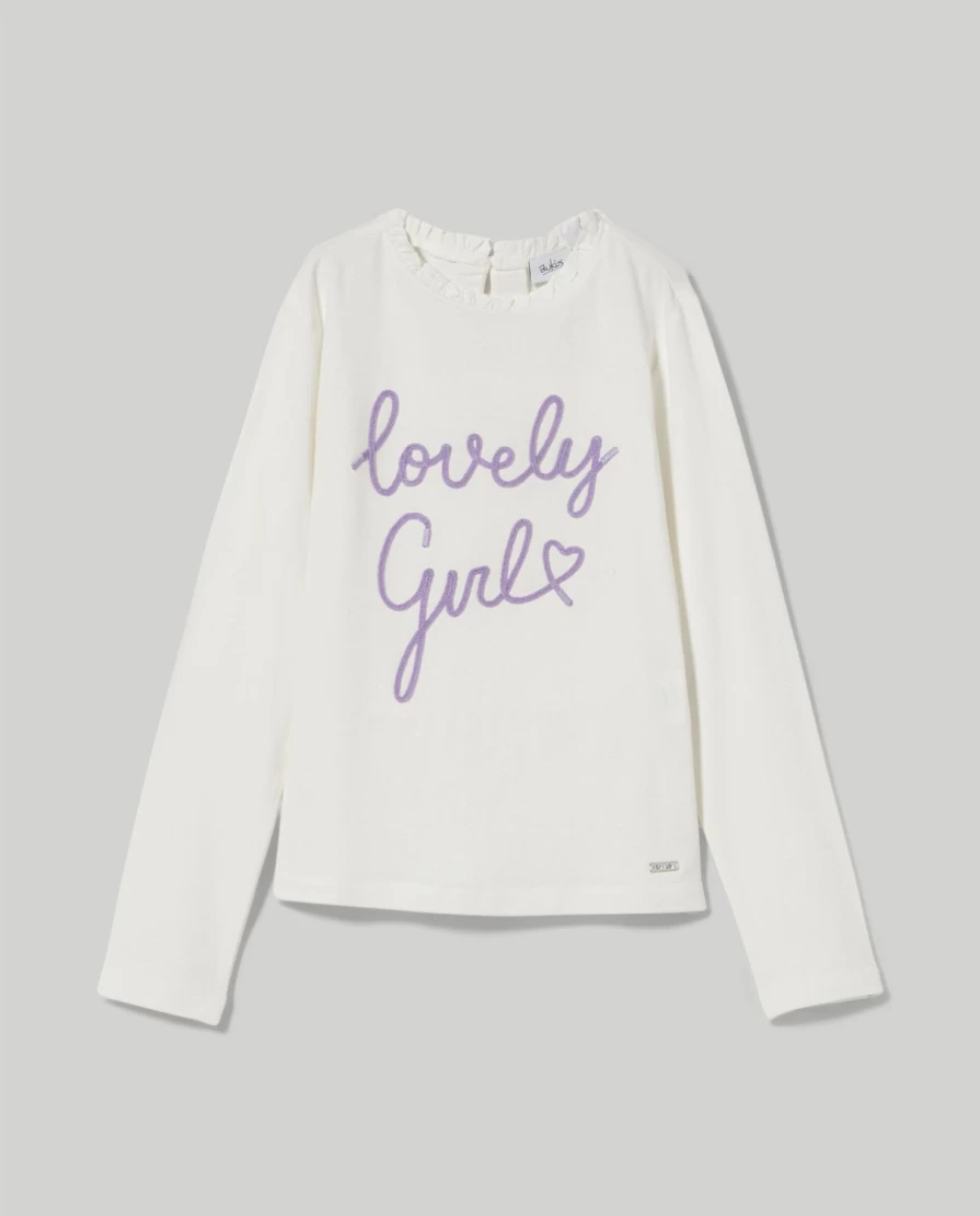 "Blukids Girls' Long Sleeve T-Shirt with Cornely Embroidery – Children's Fashion Top"