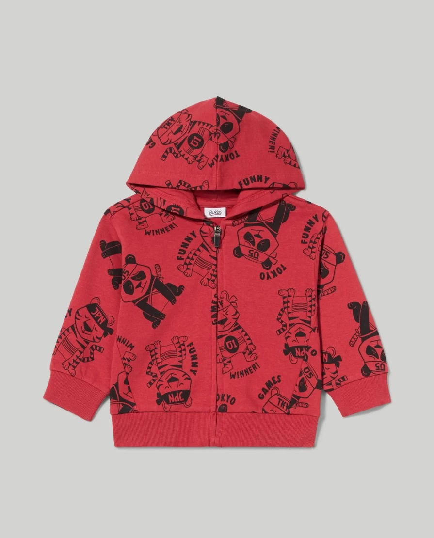 Blukids Newborn Pure Cotton Full Zip Hooded Sweatshirt for Babies