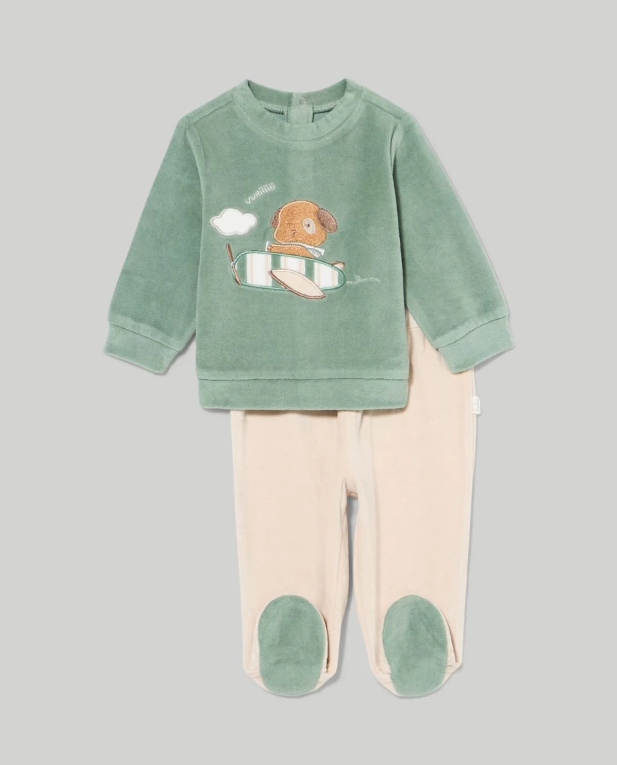 Blukids Newborn Baby Chenille Outfit Set - Soft Cozy Unisex Infant Romper & Hat