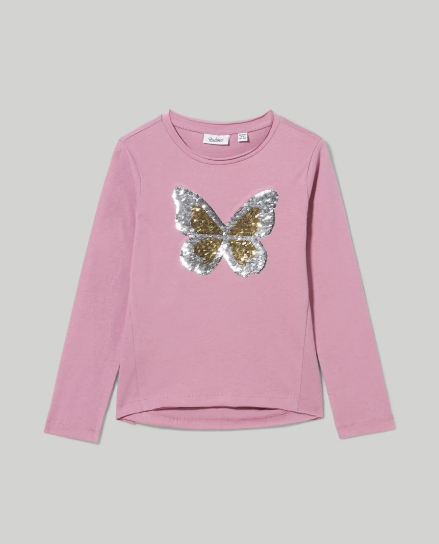 Blukids Girls' Sparkling Sequins Pure Cotton T-Shirt for Children