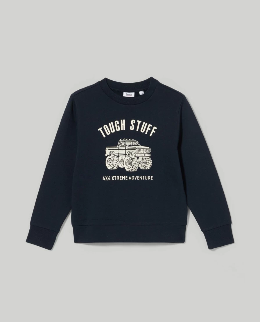 Blukids Boys' 100% Cotton Crew Neck Sweatshirt - Soft & Comfortable Kids Pullover