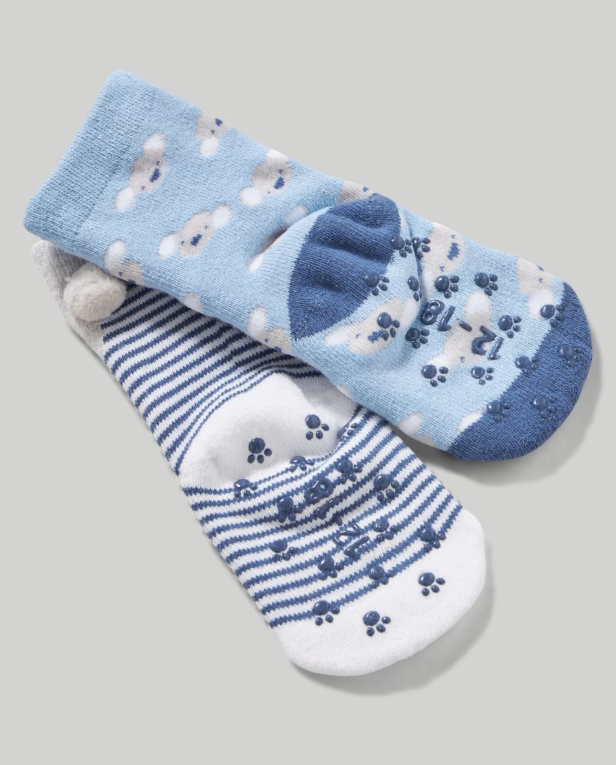 Blukids Newborn Baby Non-Slip Socks - Pack of 2 for Secure Comfort