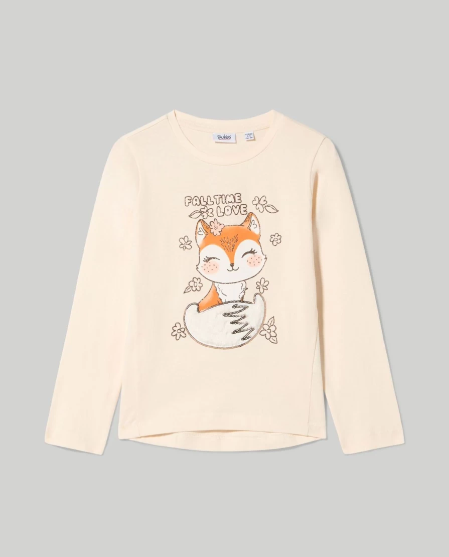 Blukids Girls' Sparkling Sequins Pure Cotton T-Shirt for Children