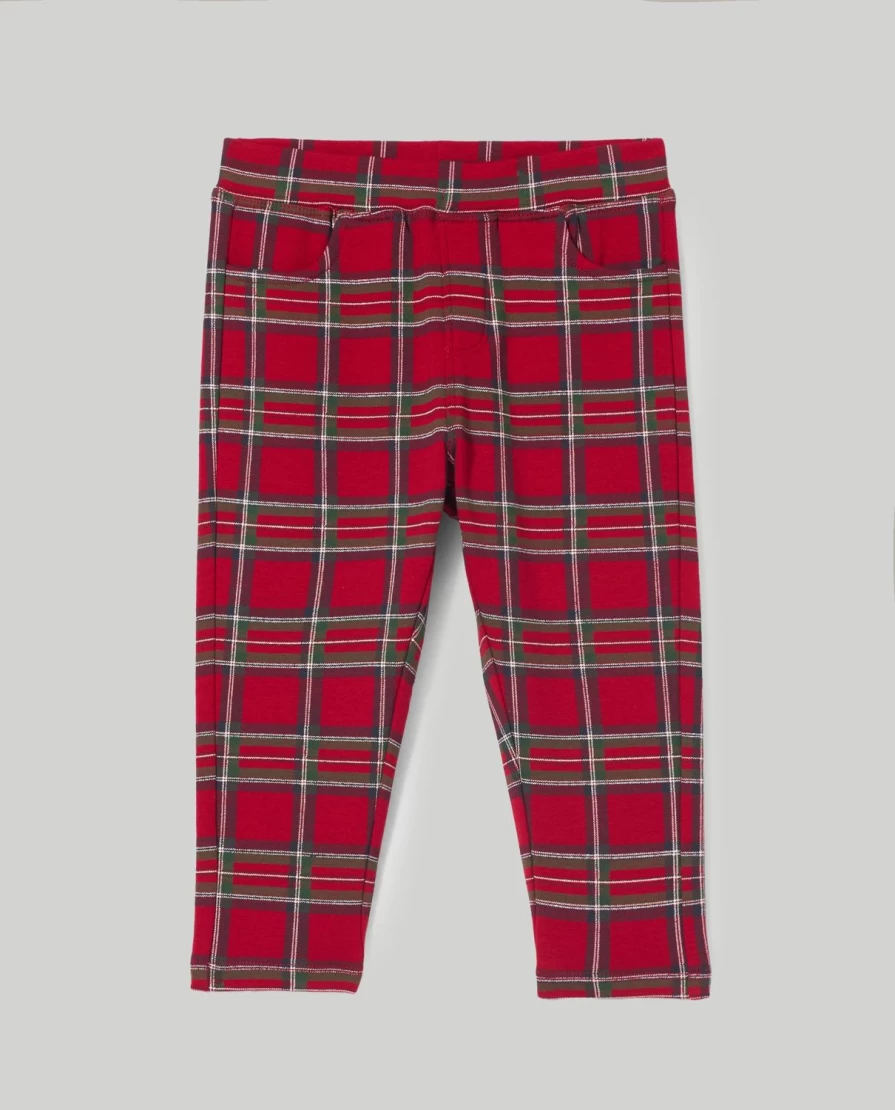 Blukids Newborn Girls' Tartan Stretch Cotton Jeggings - Soft & Comfortable Baby Pants