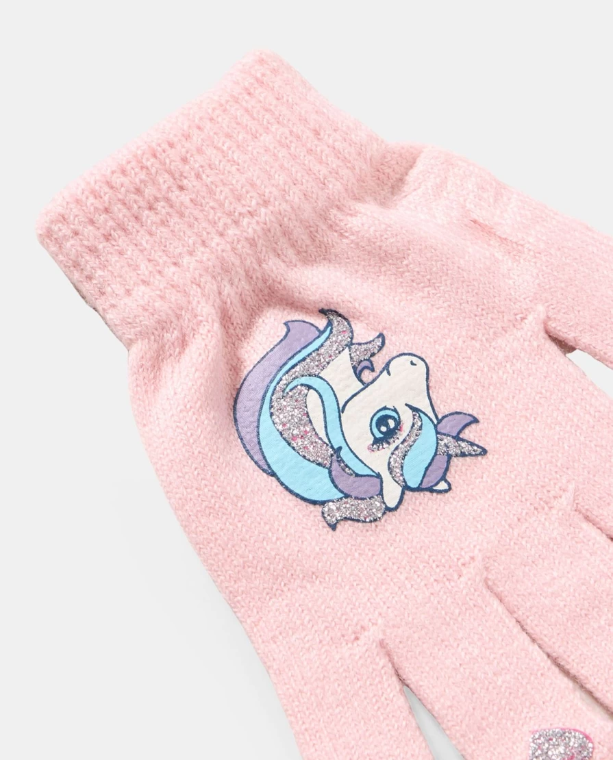 Blukids Unicorn Gloves for Kids - Soft Tricot Fantasy Gloves for Children