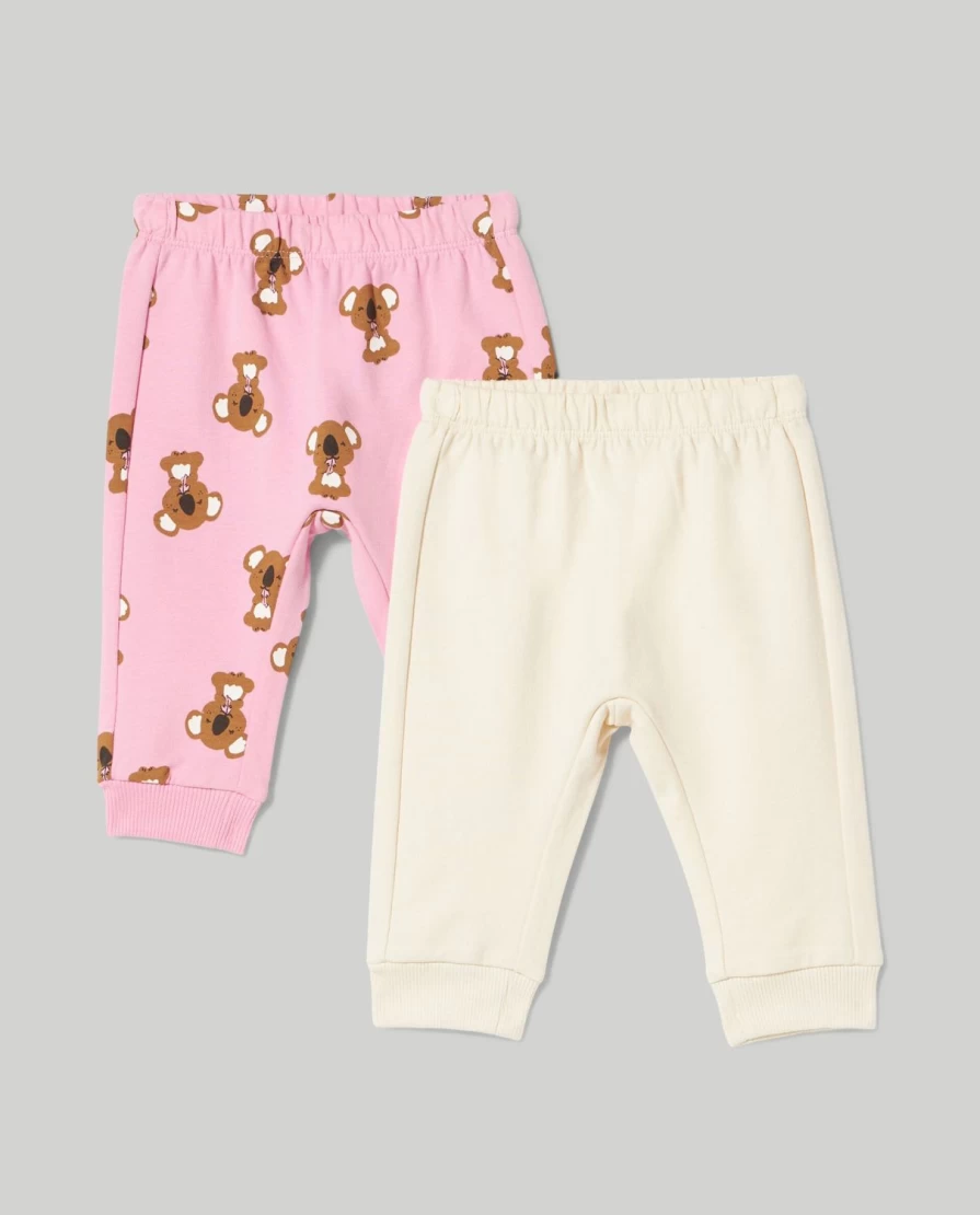 Blukids Newborn French Terry Trousers - Soft & Comfortable 2-Pack for Baby Girls