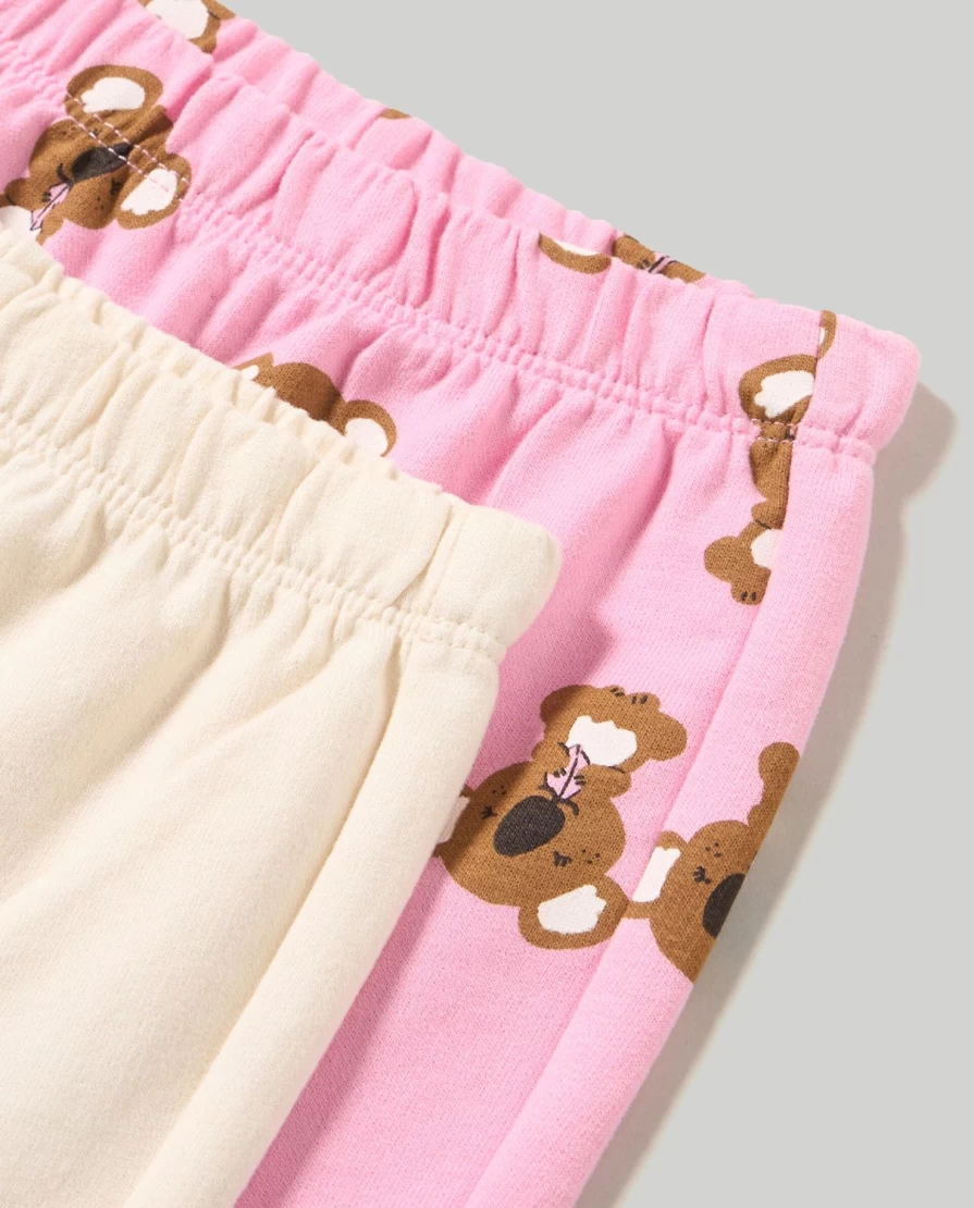 Blukids Newborn French Terry Trousers - Soft & Comfortable 2-Pack for Baby Girls