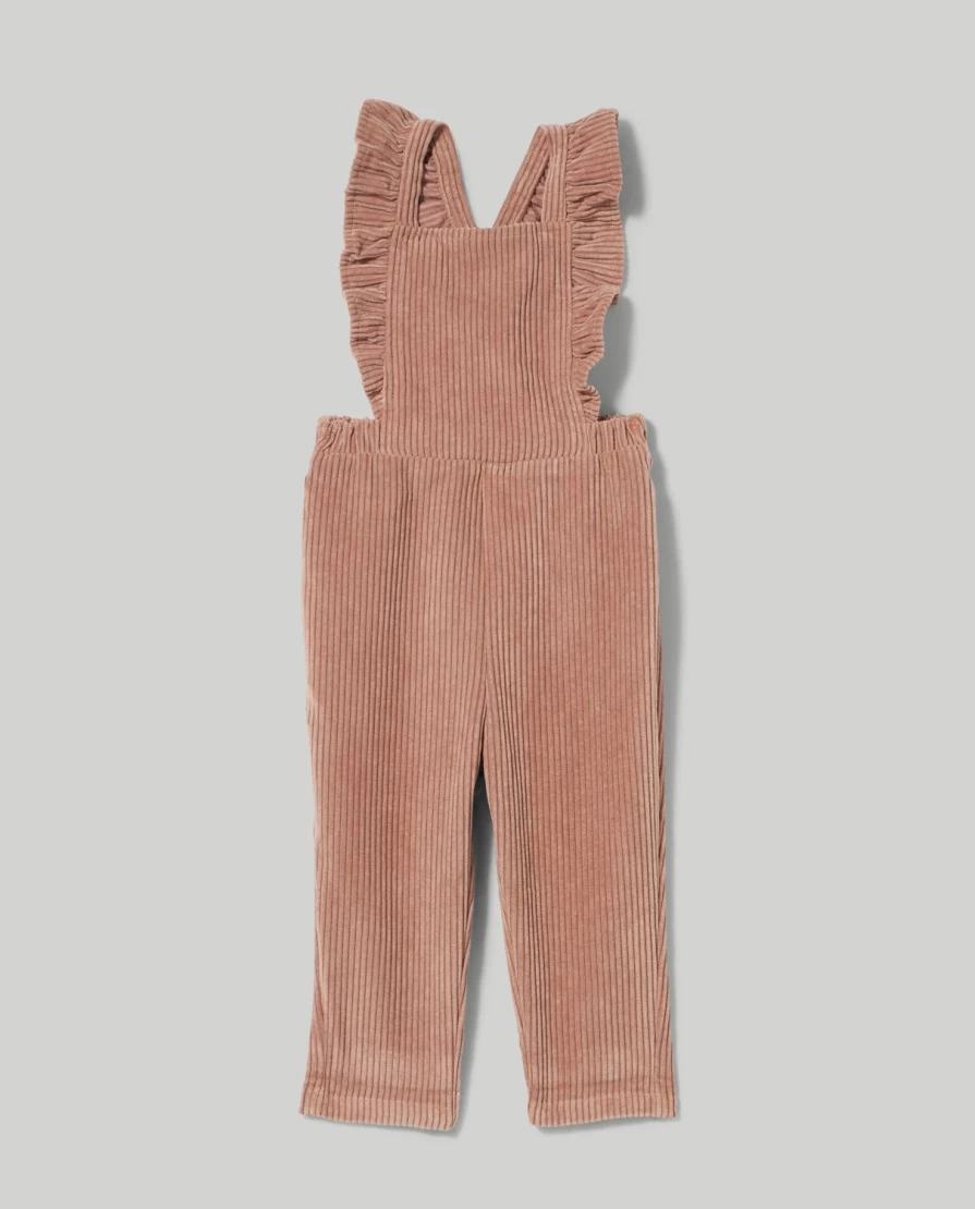 Blukids Newborn Ribbed Dungarees with Ruching - Soft Baby Romper for 0-3 Months