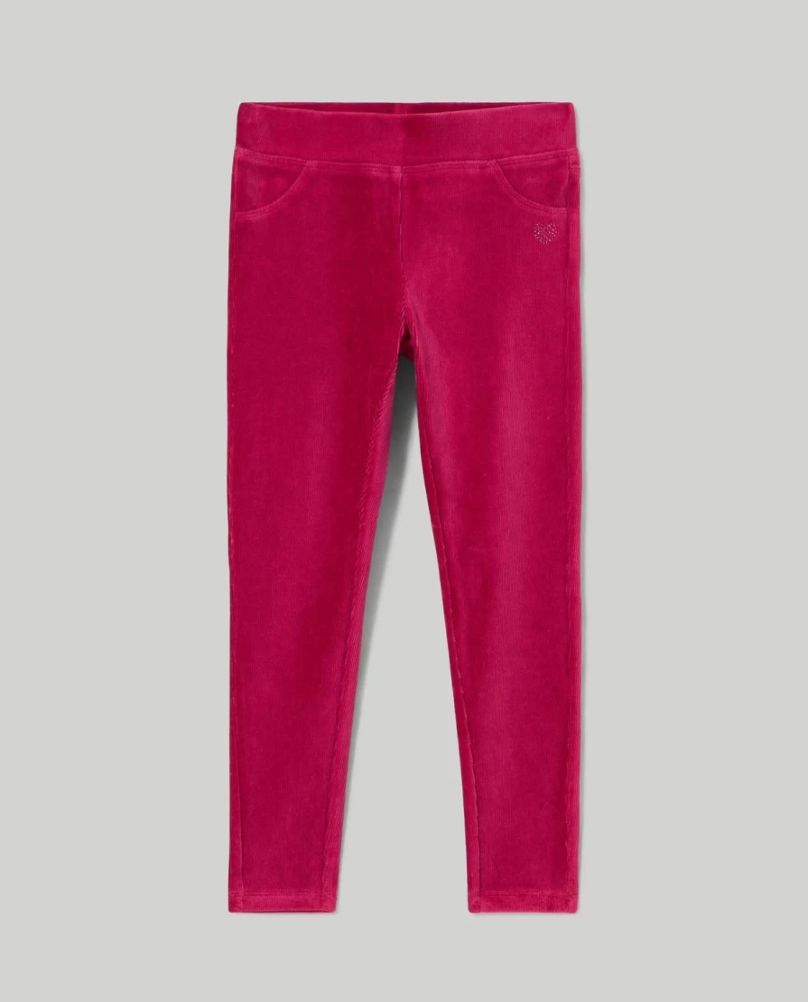 Blukids Girls' Chenille Ribbed Treggings - Soft Stretchy Comfort Pants for Children