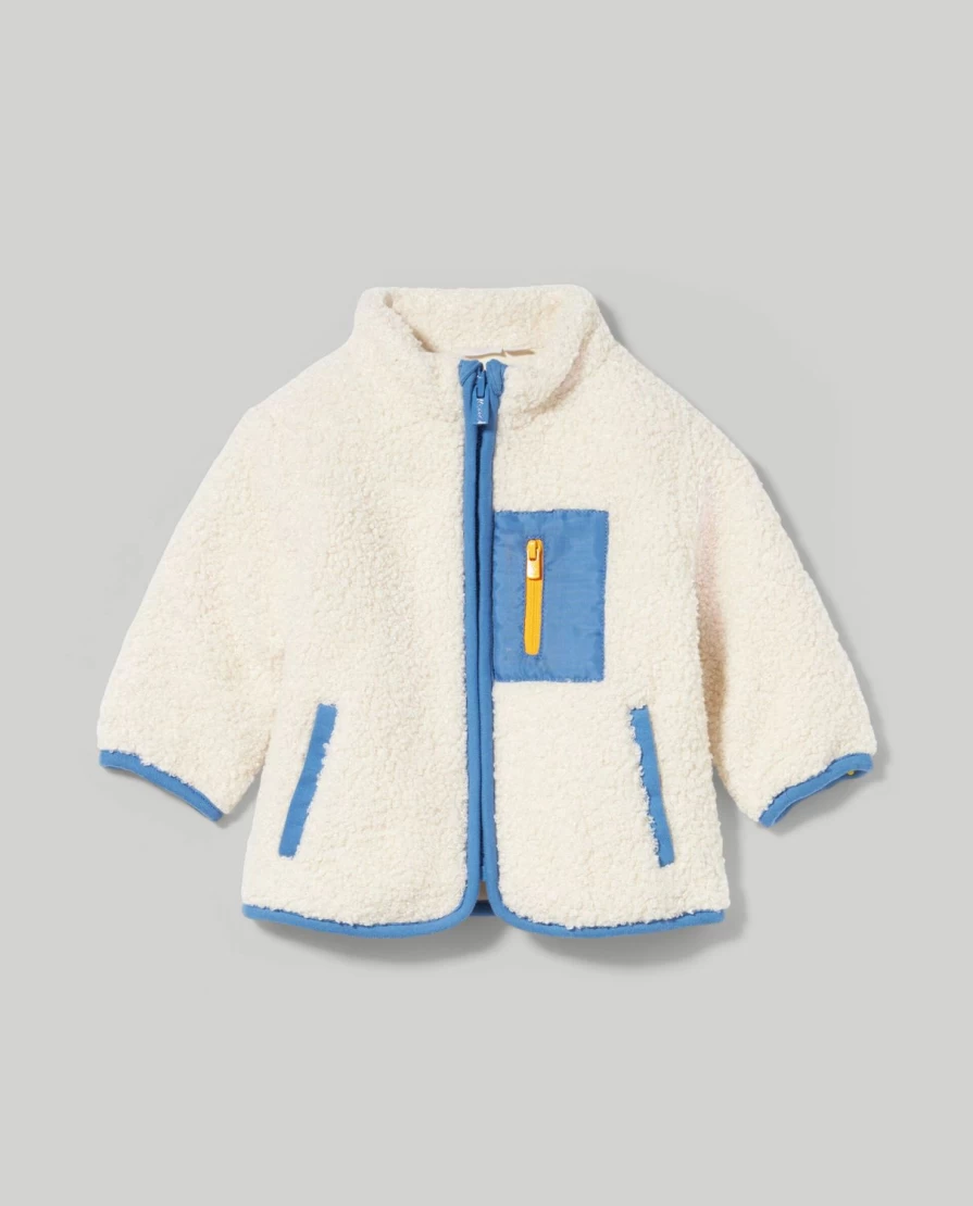 Blukids Newborn Baby Teddy Faux Fur Jacket - Soft Cozy Winter Outerwear for Infants