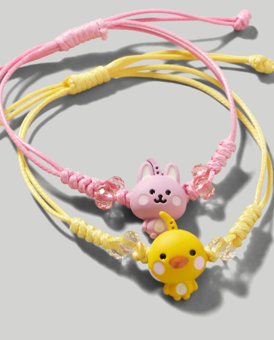Blukids Kids' Adjustable Puppy Bracelets Set of 2 - Cute Animal Themed Children's Jewelry