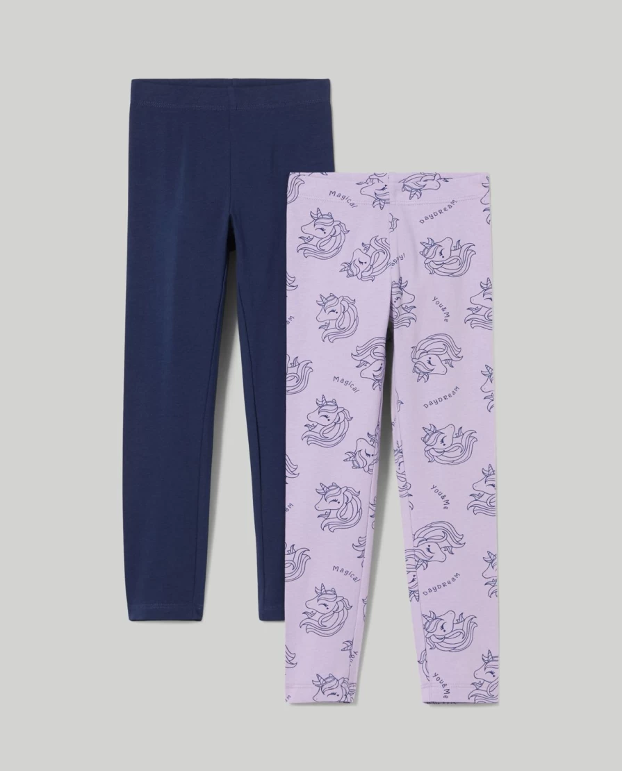 Blukids Girls' Cotton Stretch Leggings - Pack of 2 | Soft & Comfortable Kids Leggings