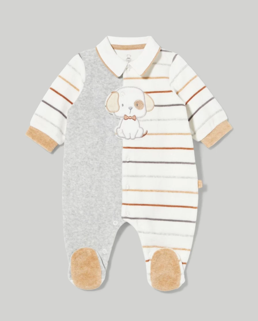 Blukids Newborn Chenille Onesie with Embroidery & Appliques - Soft Baby Unisex Romper