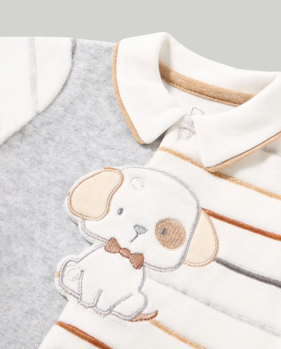 Blukids Newborn Chenille Onesie with Embroidery & Appliques - Soft Baby Unisex Romper