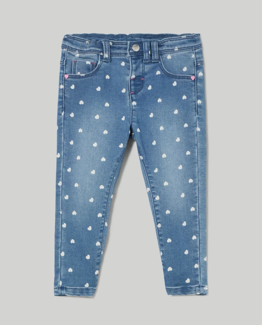 Blukids Newborn Girls' Denim Outfit with Adorable Hearts Pattern
