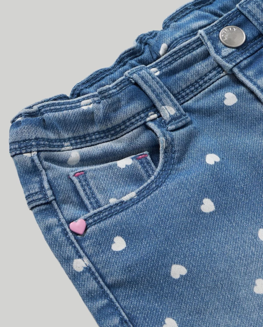 Blukids Newborn Girls' Denim Outfit with Adorable Hearts Pattern