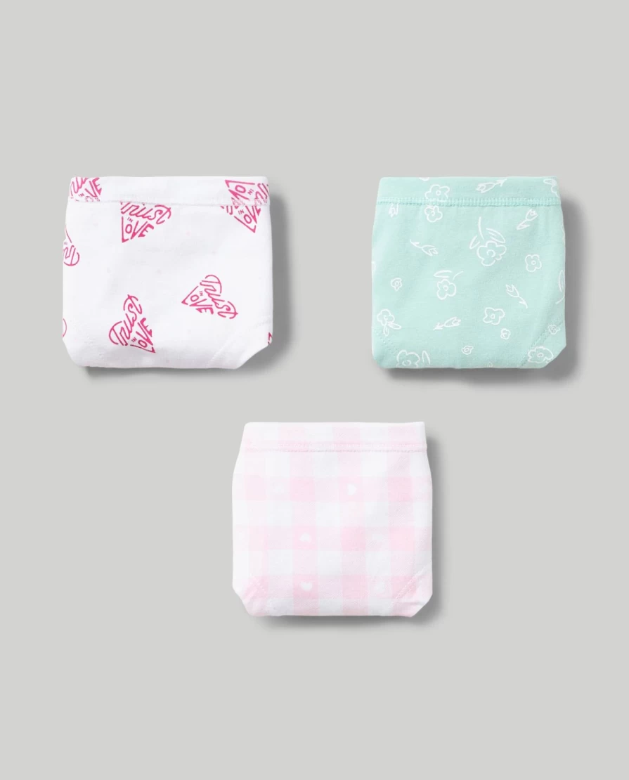 Blukids Youth Girls Cotton Underwear 3-Pack Waist Briefs Soft Comfortable