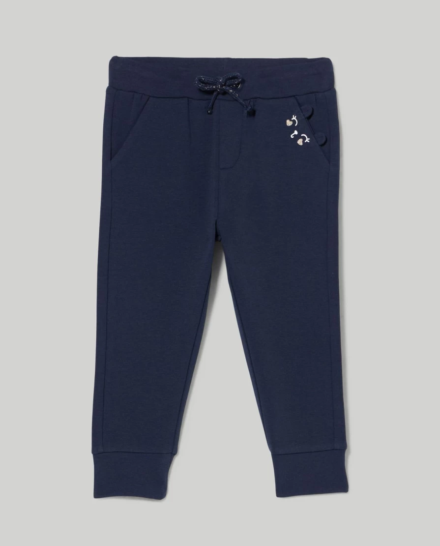 Blukids Newborn Baby Girls Stretch Cotton Joggers with Appliques