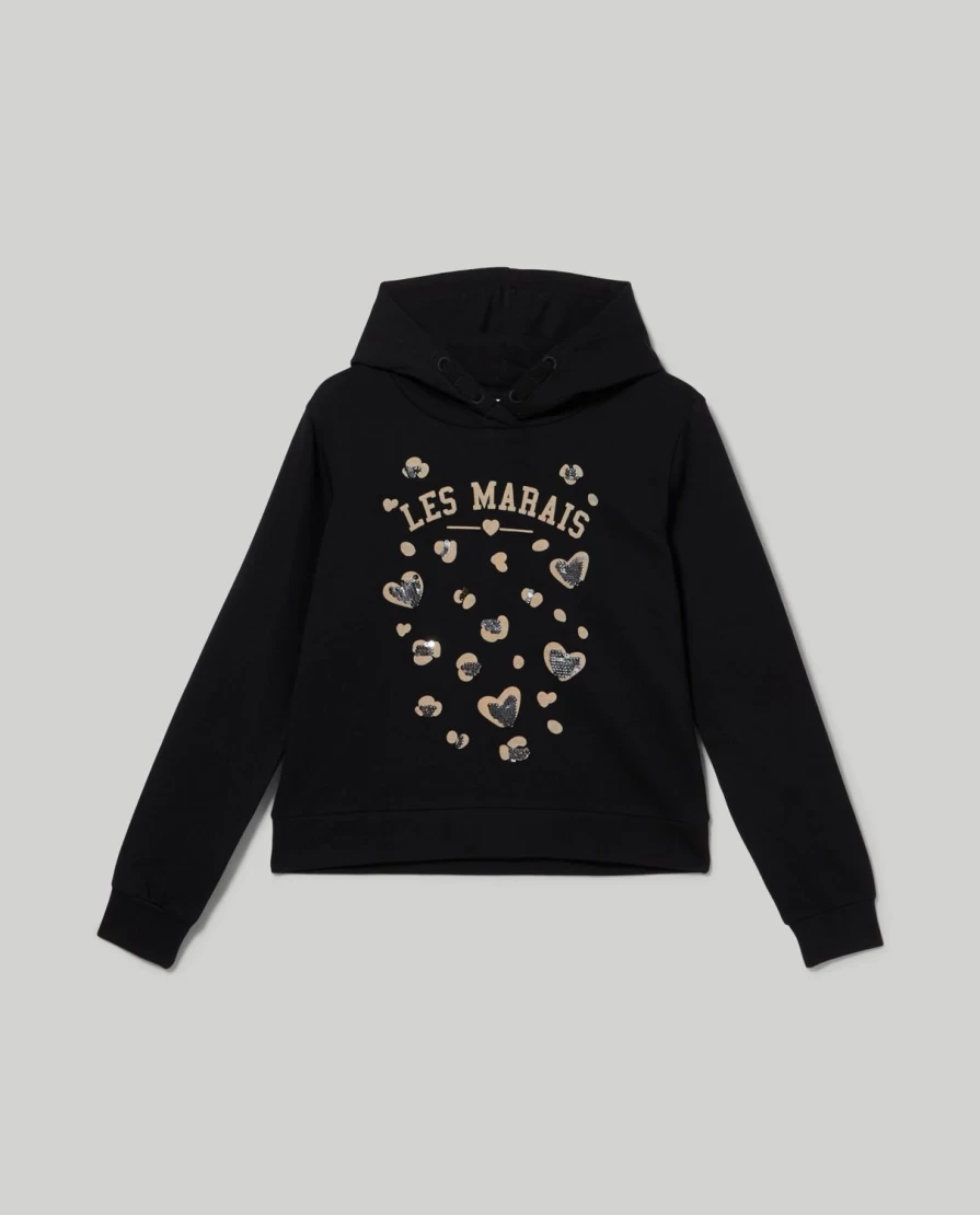 Blukids Youth Reversible Sequin Hoodie - Sparkling Girls Pullover with Hood
