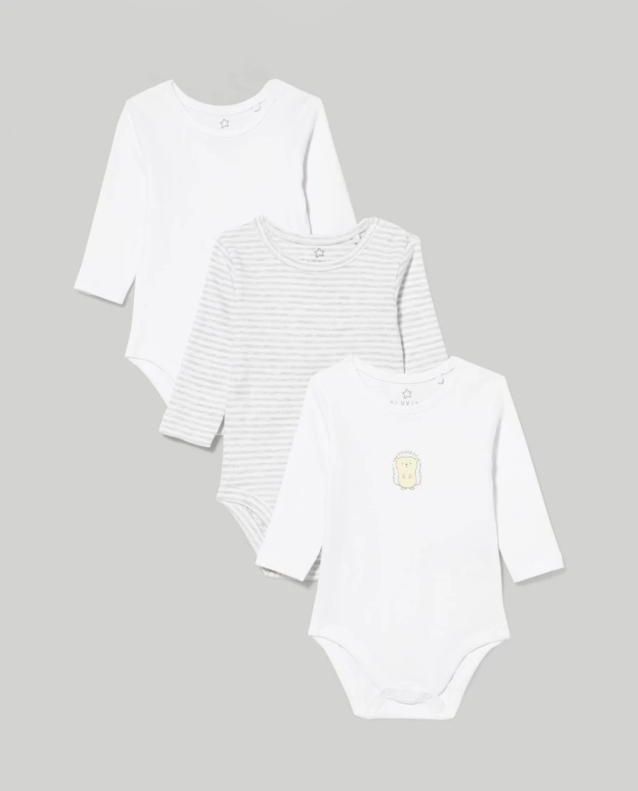 Blukids 3-Pack Long Sleeve Bodysuits for Babies - Soft Cotton Newborn Essentials