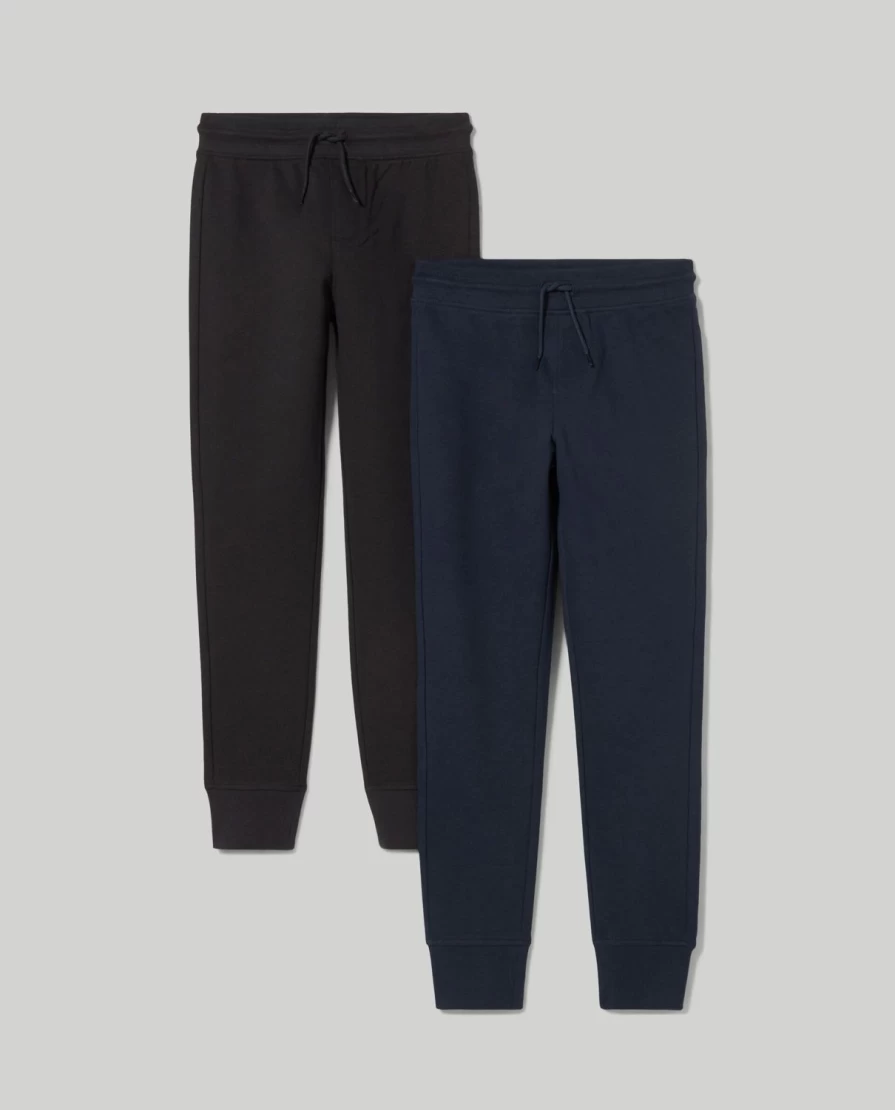Blukids Youth Pure Cotton Joggers - Pack of 2 Comfortable Boys' Athletic Pants