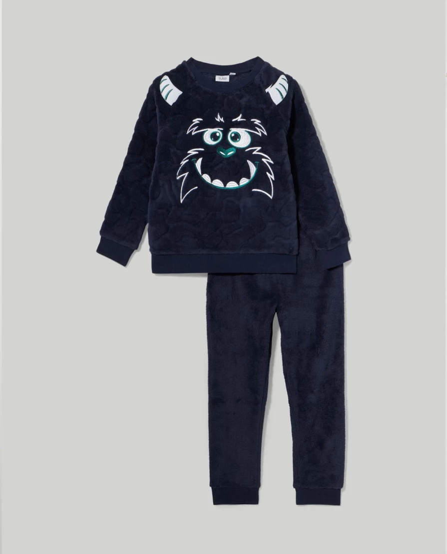 Blukids Boys' Coral Fleece Pajama Set - Cozy Kids Sleepwear for Children