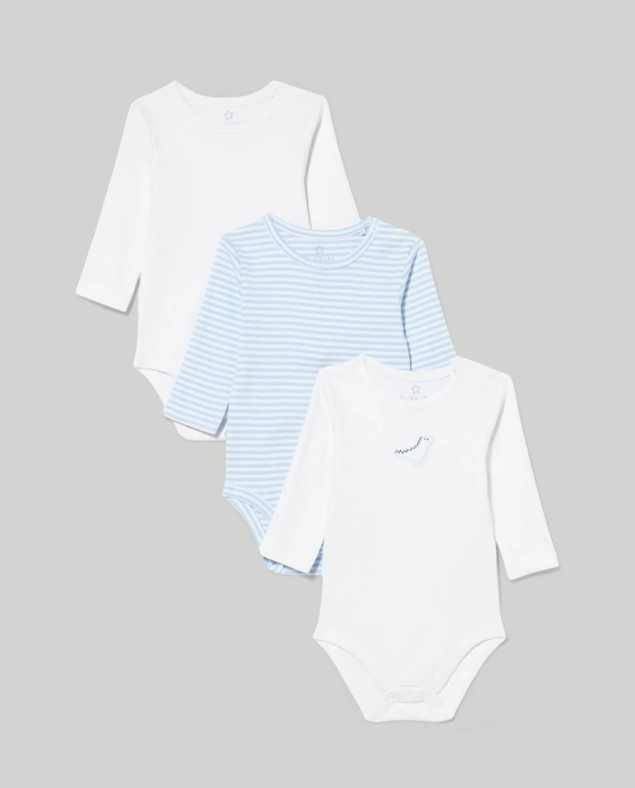Blukids 3-Pack Newborn Long Sleeve Bodysuits for Baby Girls - Soft Cotton Onesies