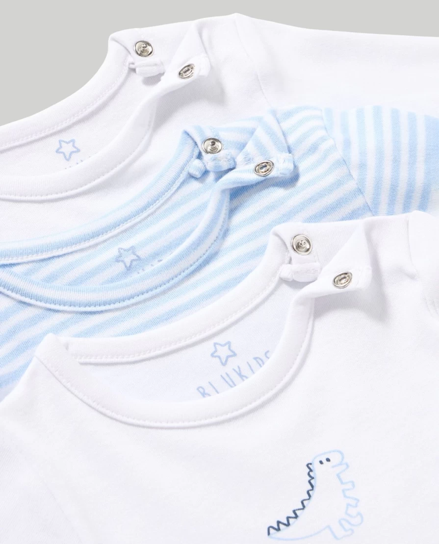 Blukids 3-Pack Newborn Long Sleeve Bodysuits for Baby Girls - Soft Cotton Onesies