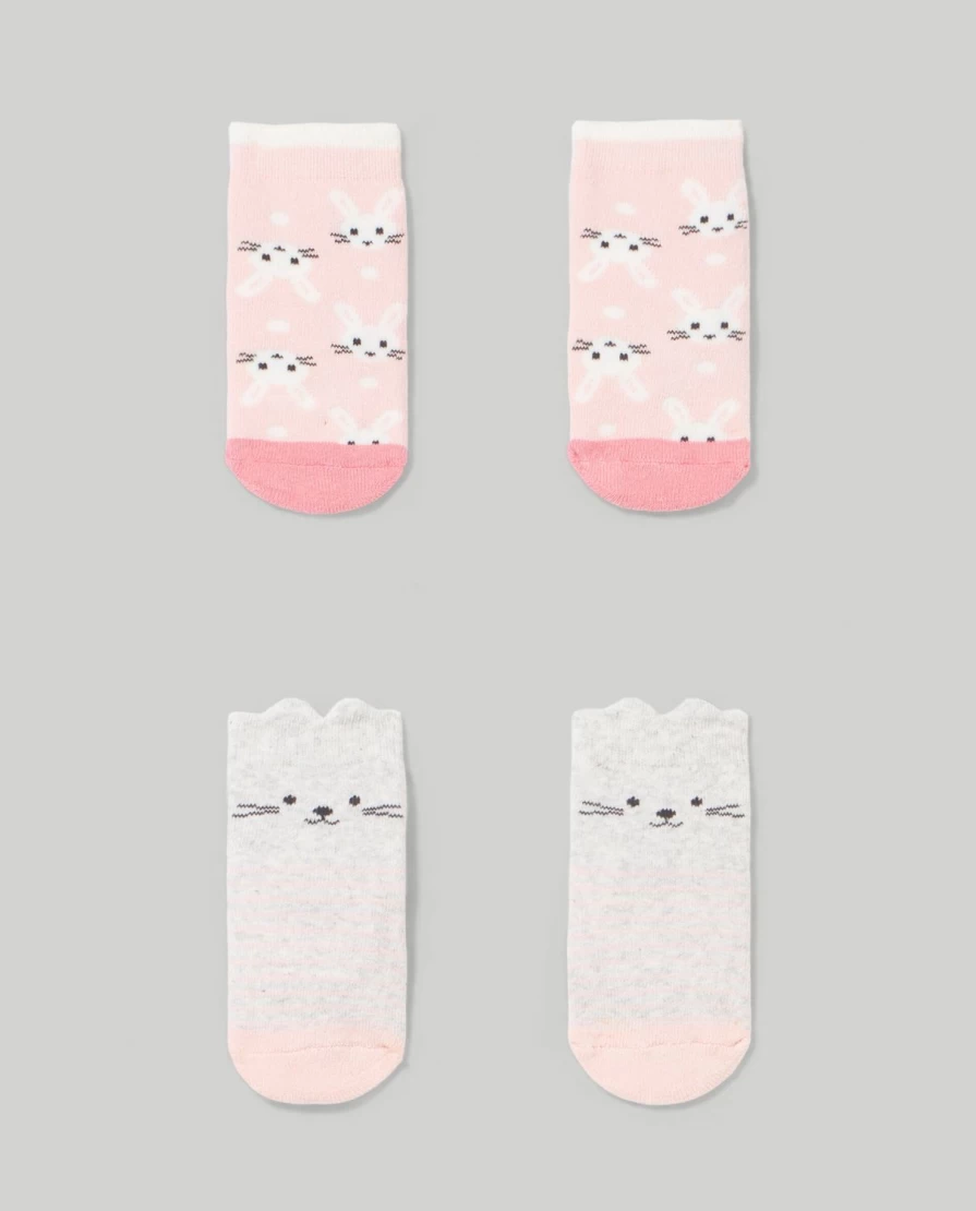 Blukids Pack Of 2 Newborn Anti-Slip Socks For Babies - Soft Non-Slip Infant Socks