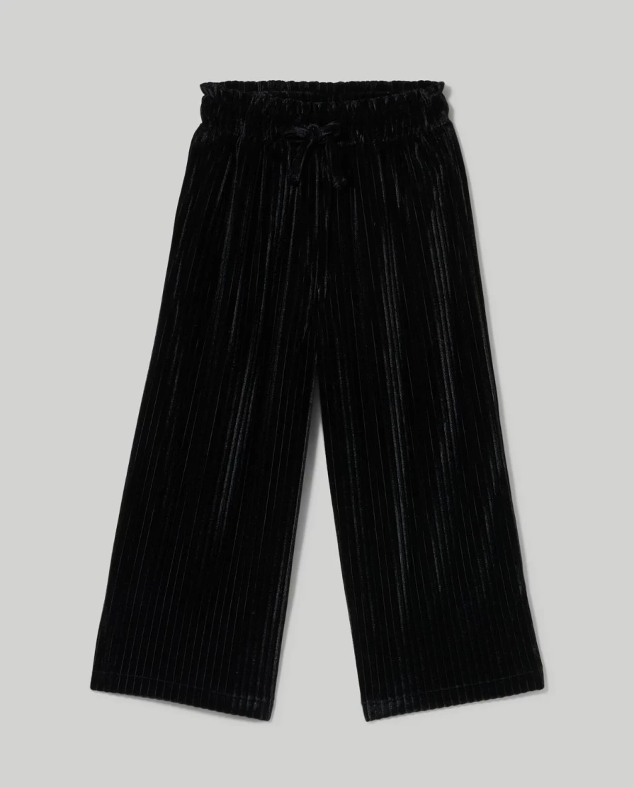 Blukids Girls' Pleated Chenille Trousers for Children - Soft & Stylish Comfort Pants