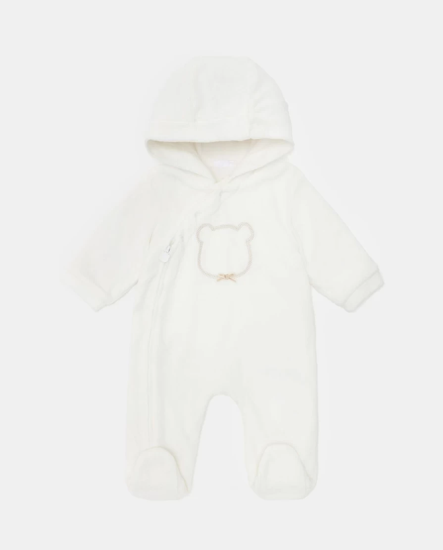 Blukids Baby Chenille Hooded Onesie - Soft Unisex Newborn Romper for Cozy Comfort