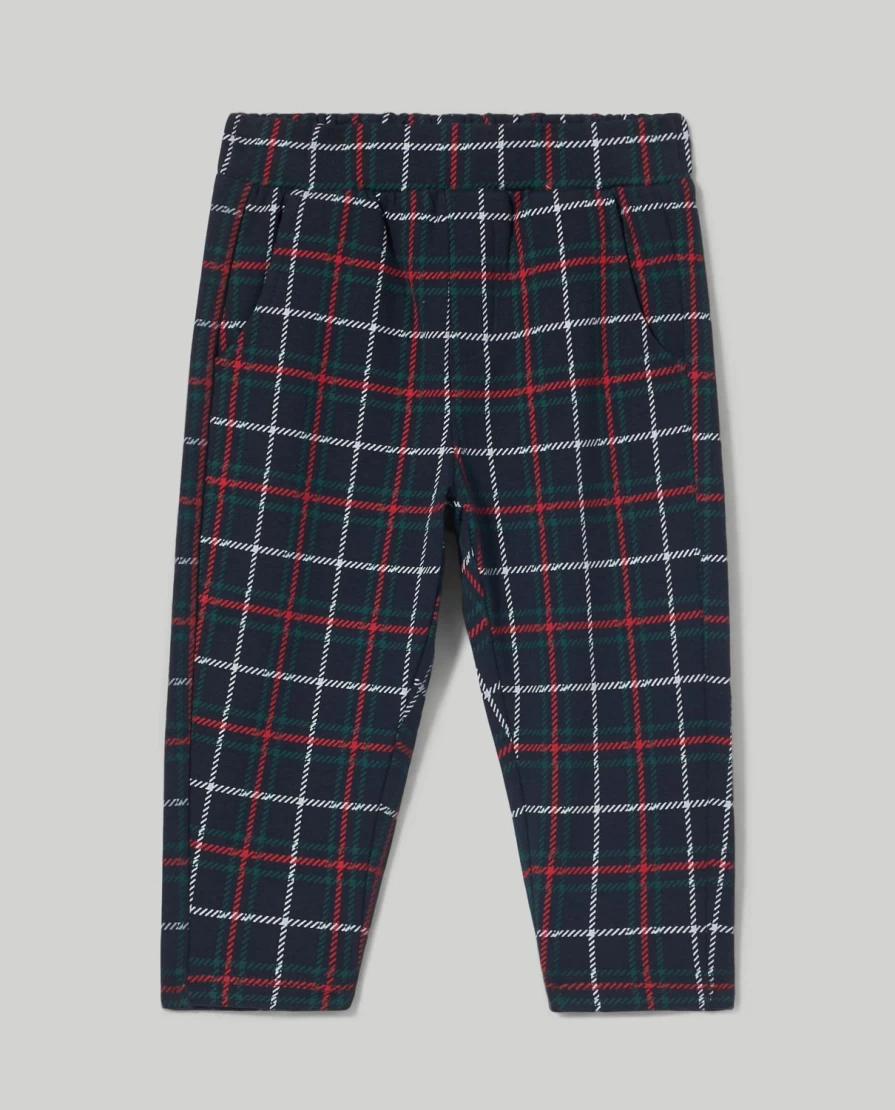 Blukids Newborn Checked Stretch Cotton Trousers for Babies