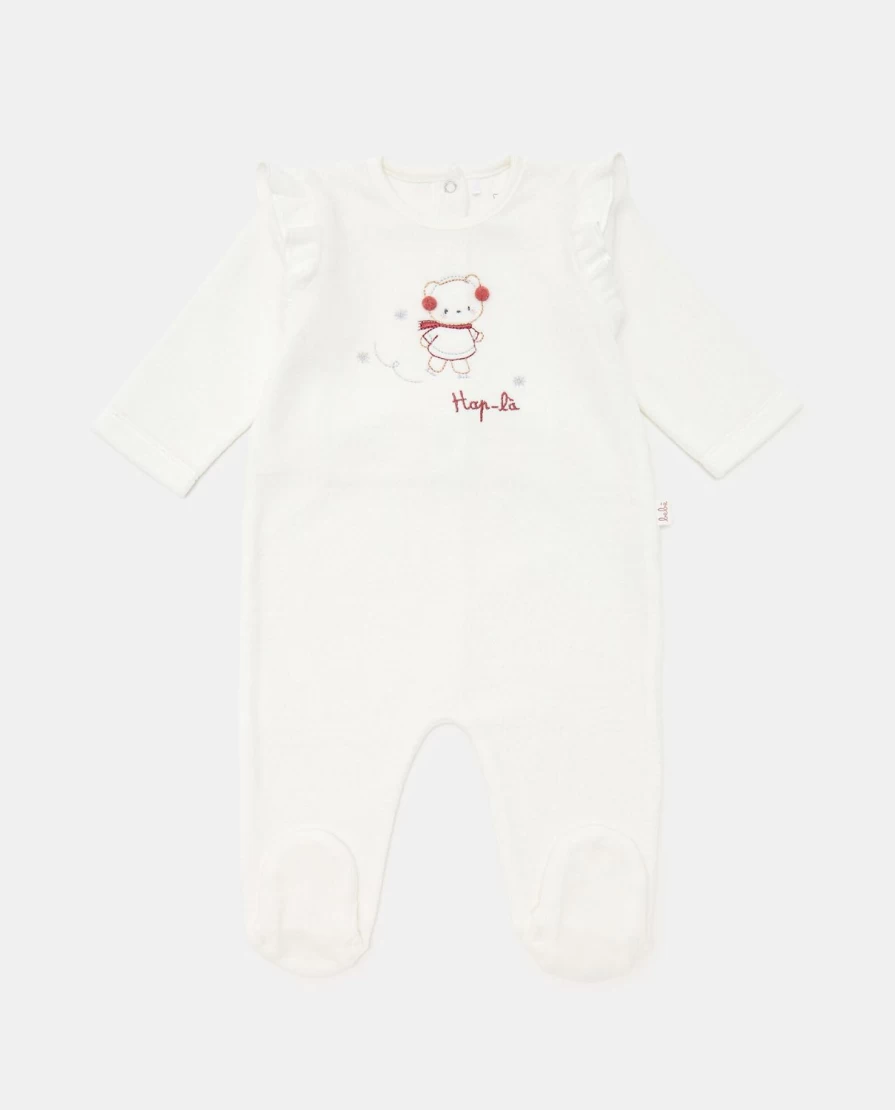Blukids Baby Unisex Chenille Onesie with Embroidered Designs - Soft & Cozy Newborn Romper