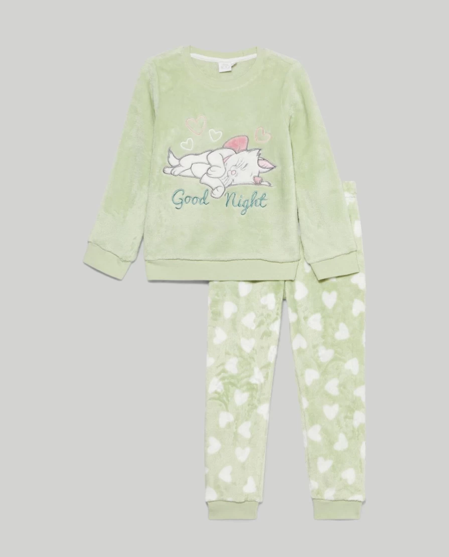 Blukids Girls' Coral Fleece Pajama Set - Soft Long Sleeve Kids Sleepwear