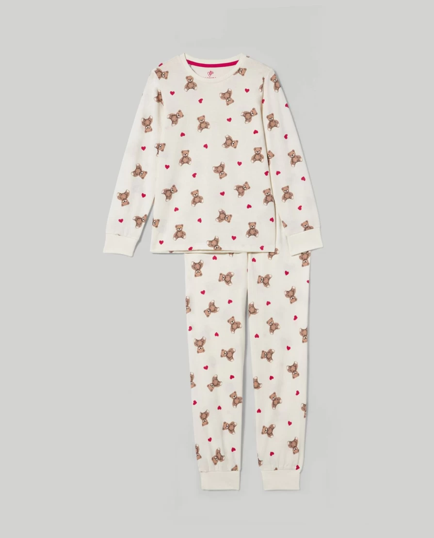 Blukids Girls' 100% Pure Cotton Long Pajama Set - Comfortable Children's Sleepwear
