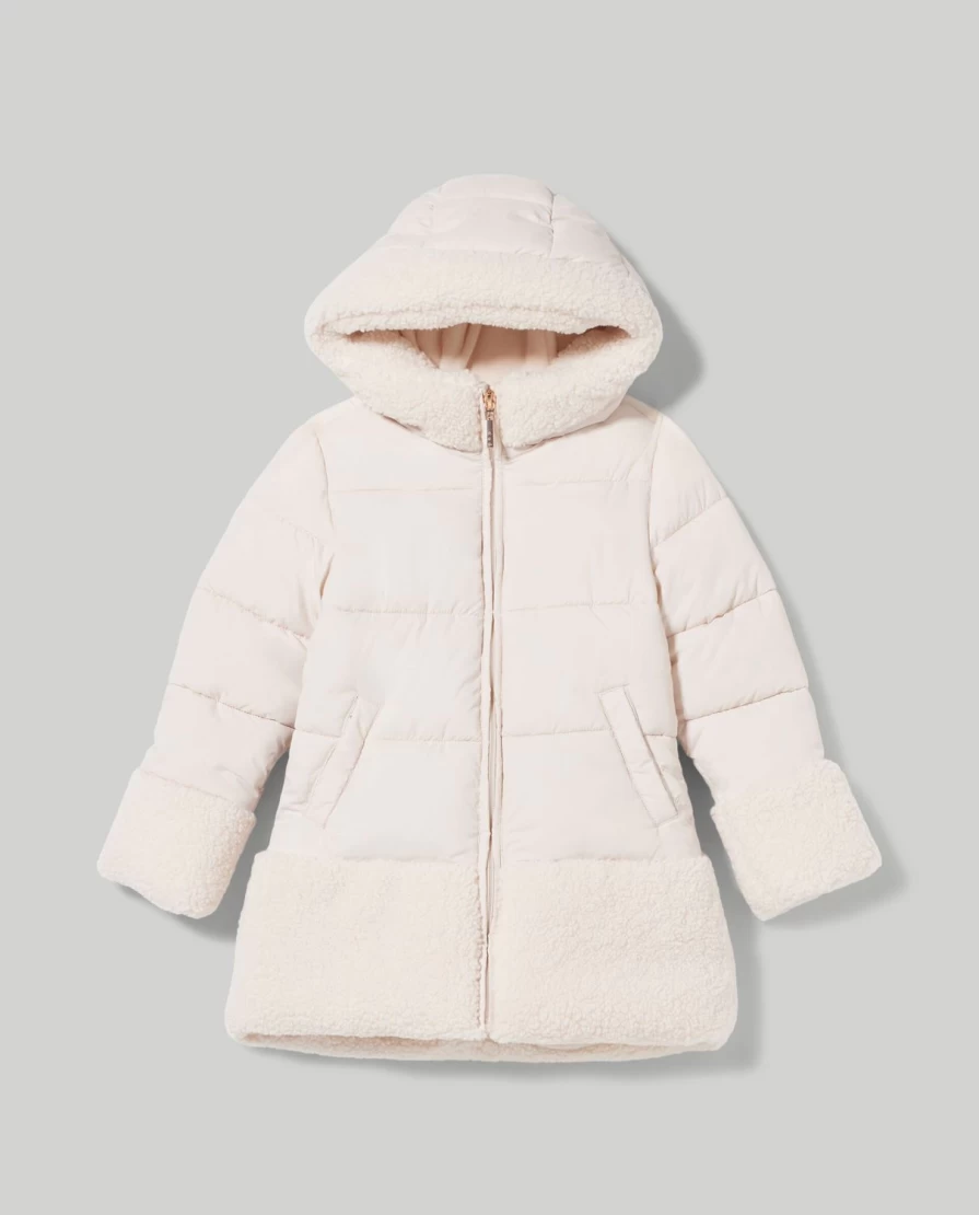 Blukids Girls' Hooded Padded Jacket - Eco-Friendly Recycled Wadding Coat for Children