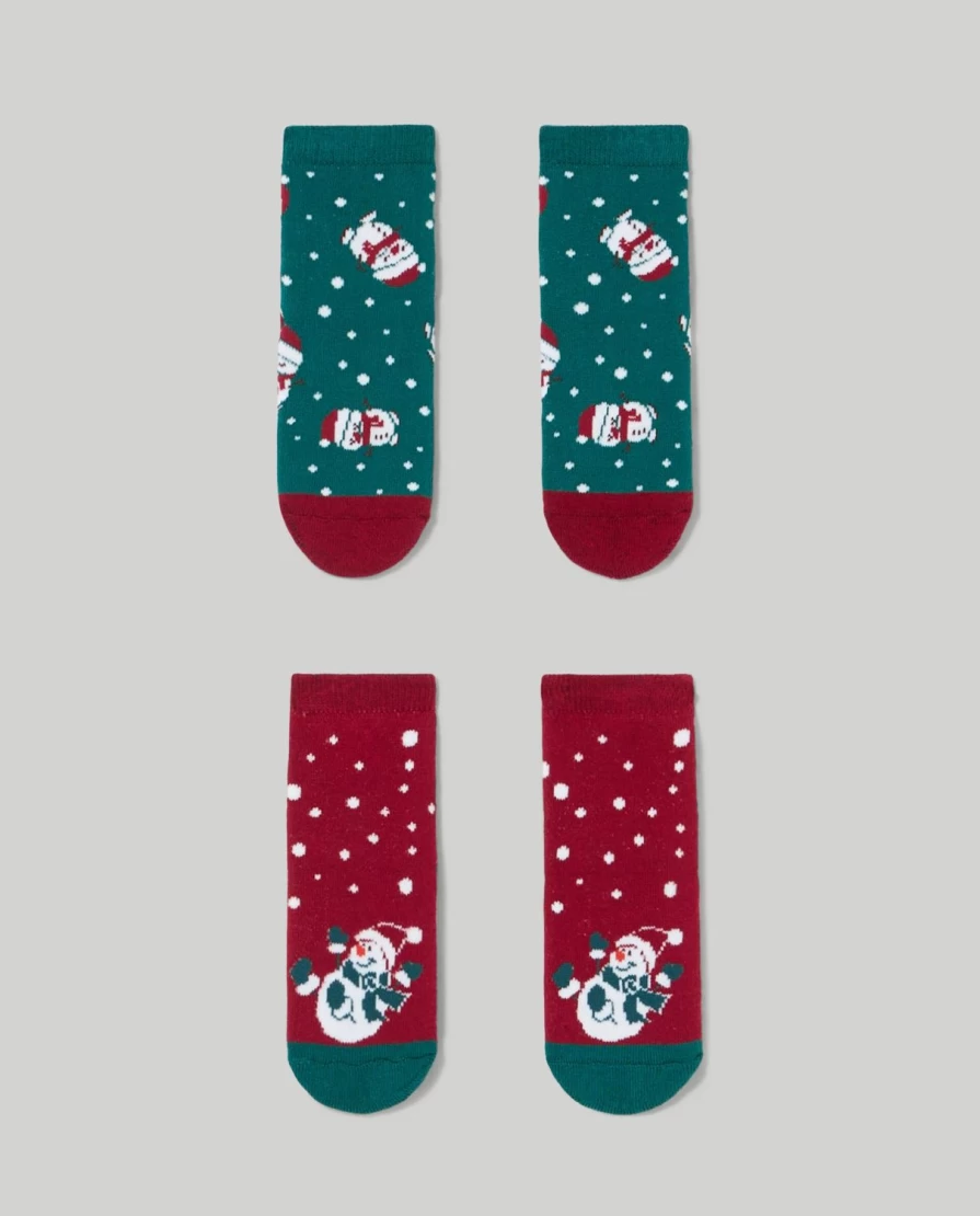 Blukids Non-Slip Christmas Socks for Newborns - Pack of 2 Cozy Holiday Infant Socks