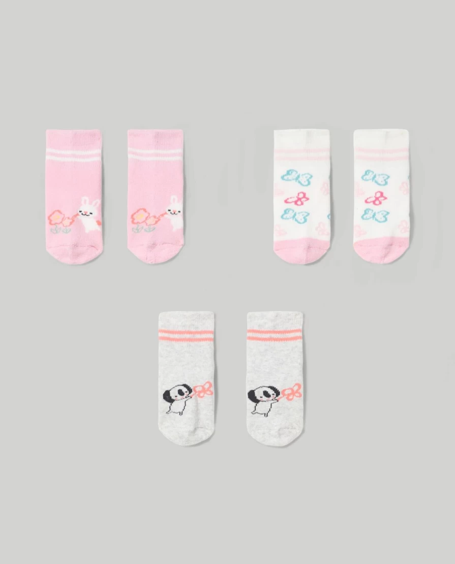 Blukids Pack Of 3 Non-Slip Baby Socks For Newborns - Soft Anti-Slip Infant Socks